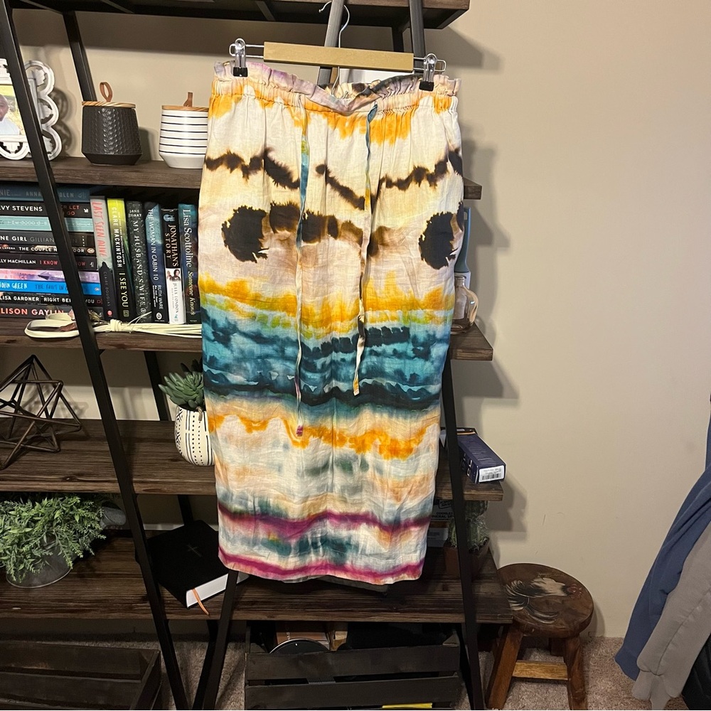Banana Republic Linen Tie Dye Midi Skirt Size L